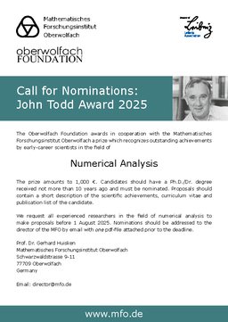 Flyer: Call for Nominations for John Todd Award